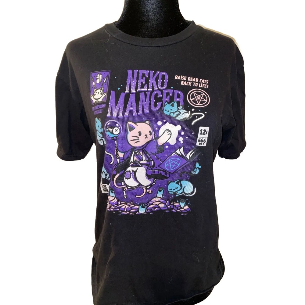 Neko Mancer Juniors Unisex Small T-Shirt Short Sleeve Multicolor Crew Neck